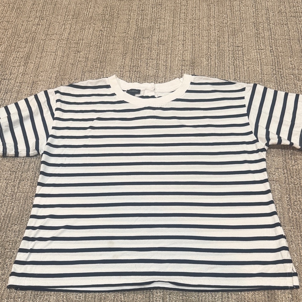Talbots Black and White Striped Tee